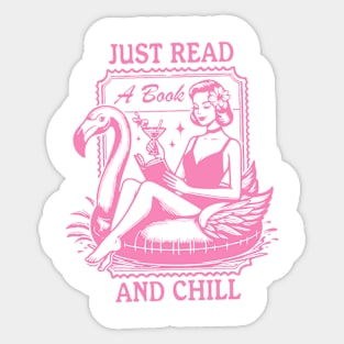 Just Read A Book & Chill Trendy Vintage Bookish Retro Art Summer Vacation Sticker